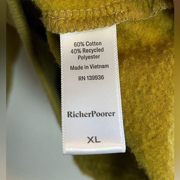 Richer Poorer recycled fleece sweatshirt Crewneck XL in golden verde - Picture 5 of 6
